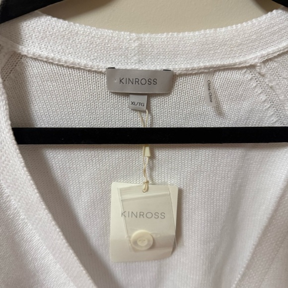 NEW Kinross 100% Cotton Knit White 4 Button Cardigan- XL-NWT - Picture 3 of 9